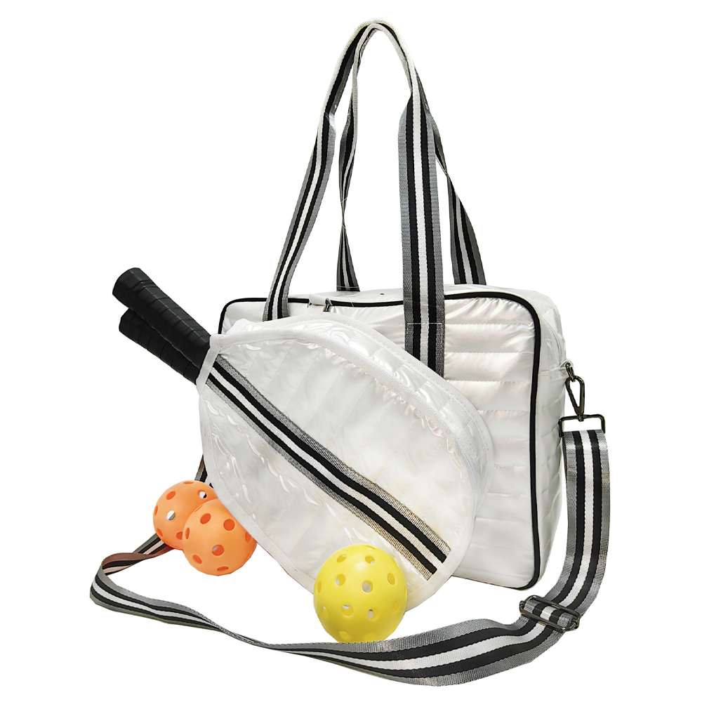 quilted modular pickleball paddle tote bag